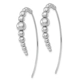 Sterling Silver Rhodium-plated Polished Graduated Beads Threader Earrings